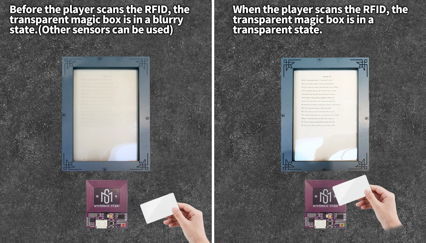 Mysterious Studio Secret Room Escape Game Mechanism Requisiten Elektronisches Puzzle hervorragende 1987, magische Aufkleber, transparente Folie – Detail 2