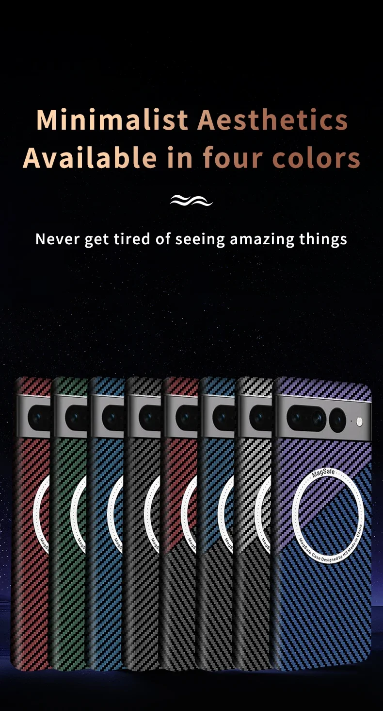 2023New Luxury Carbon Fiber Texture Pattern Magnetic Ultra Slim Case For Google Pixel 7 Pro Matte MagSafe Ring Armor Cover Coque