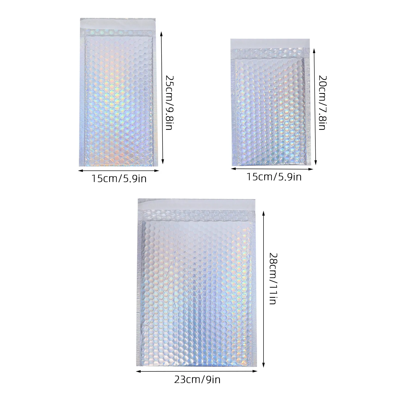 30Pcs Bubble Mailers Rainbow Holographic Self Seal Padded Poly Mailers Waterproof Shipping Bags for Small Business Jewelry