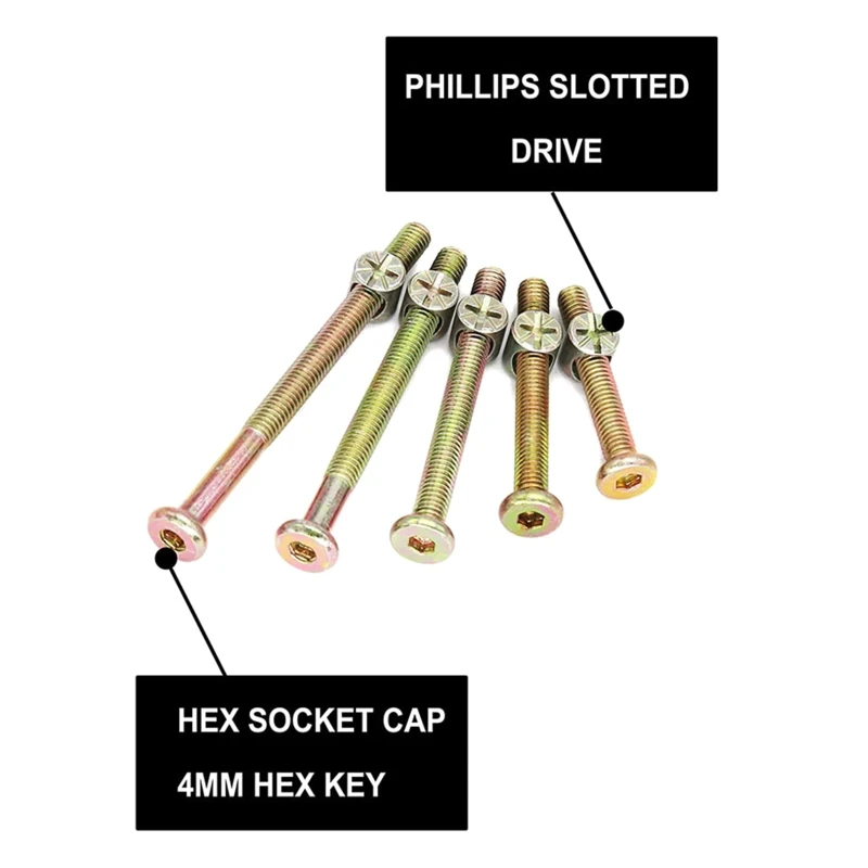 Baby Bed Crib Screws Hardware Replacement Kit M6x40mm/ 50mm/ 60mm/ 70mm/ 80mm Hex- Drive Socket Cap Screws Barrel Nuts