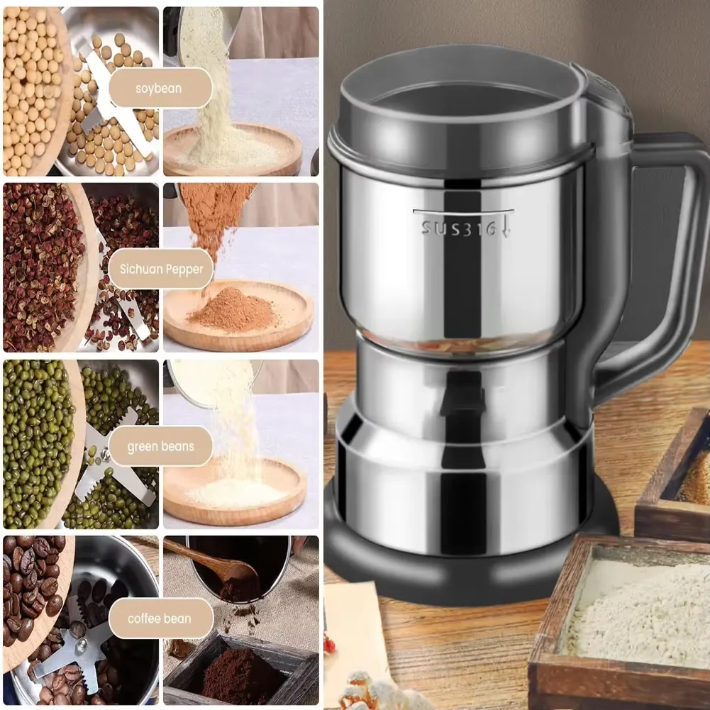 High Power Electric Coffee Grinder Kitchen Cereal Nuts Beans Spices Grains Grinder Machine Multifunctional Home Coffee Grinder