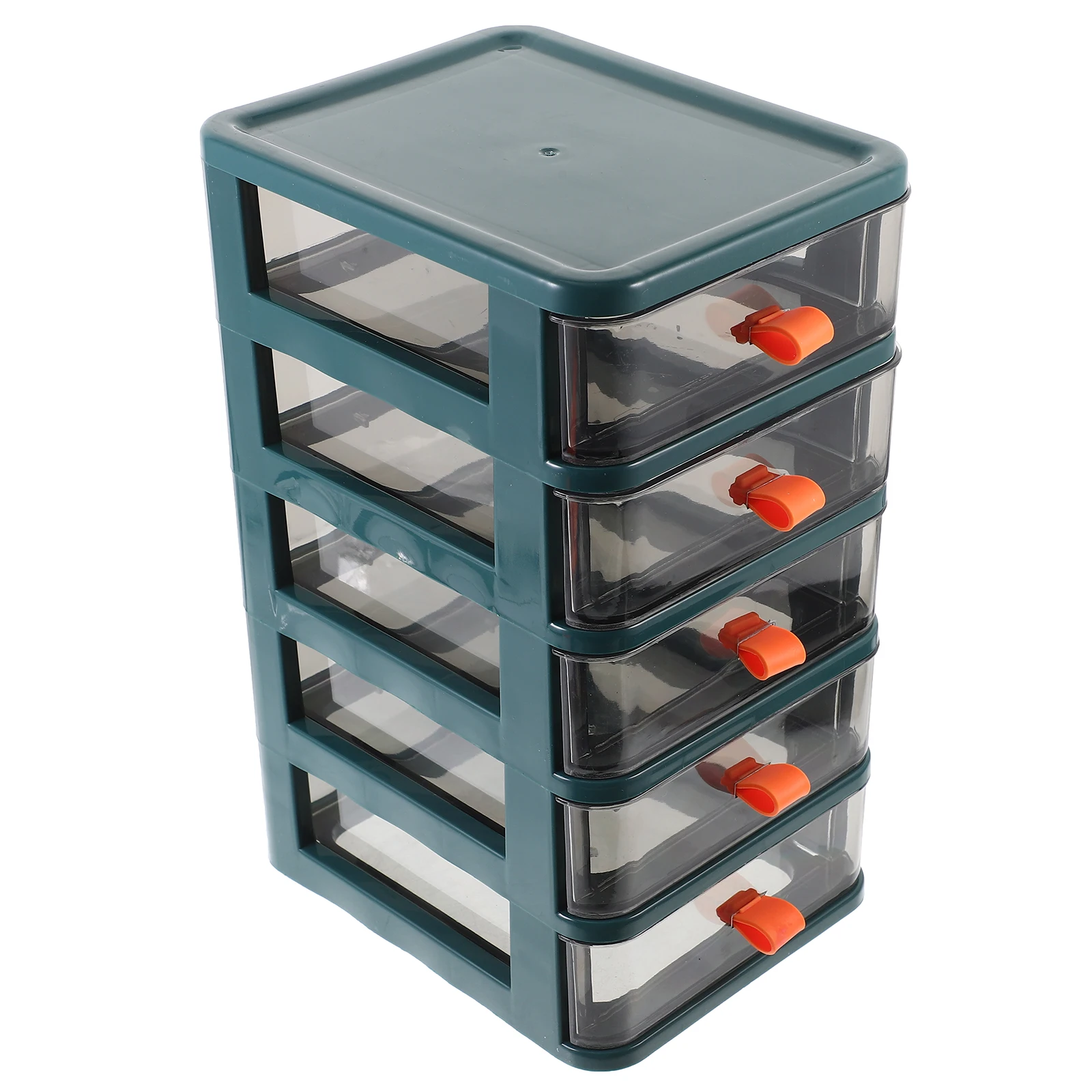 

Five Layer Green Storage Box Desk Organizer Plastic Drawers Stationery Shelving Unit Large Capacity Storage Case Drawer Style