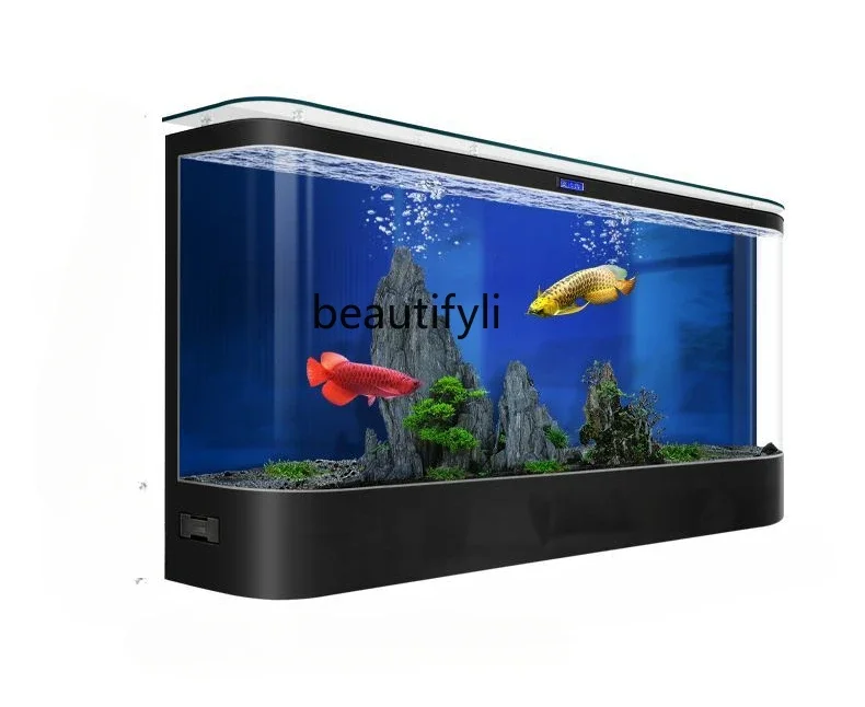 

Fish tank aquarium against the wall living room household, medium and large integrated hot bending filter circulation ecology