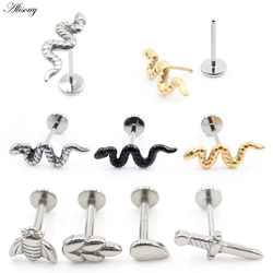 1PC Threadless Titanium Snake WaterDrop Sword Wheatear Labret Lip Stud Ring Ear Tragus Cartilage Earrings Body Piercing Jewelry