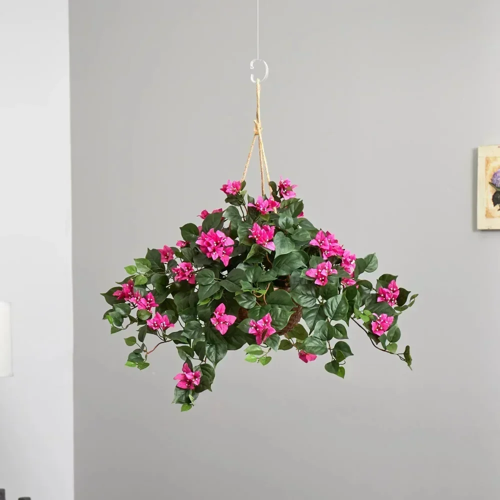 

#For 24" Flower Decoration Bedroom Pink Home Decorations Artificial Plant Bougainvillea Hanging Basket Artificial Plant&