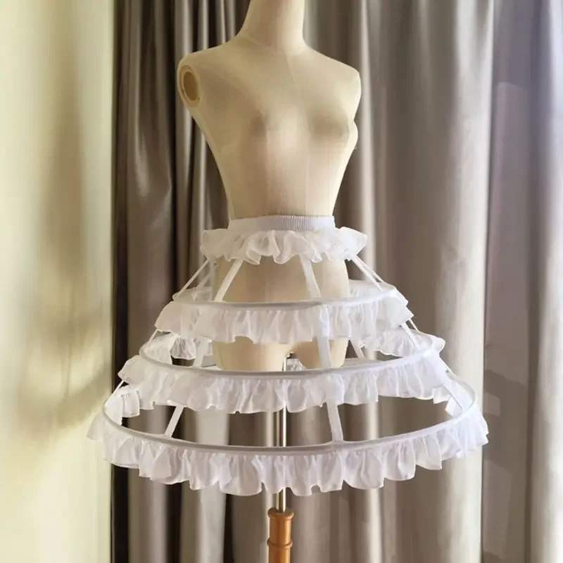 Anágua Lolita para mulheres e meninas, saia com renda oca de lótus, gaiola, osso de peixe, forro do vestido de noiva