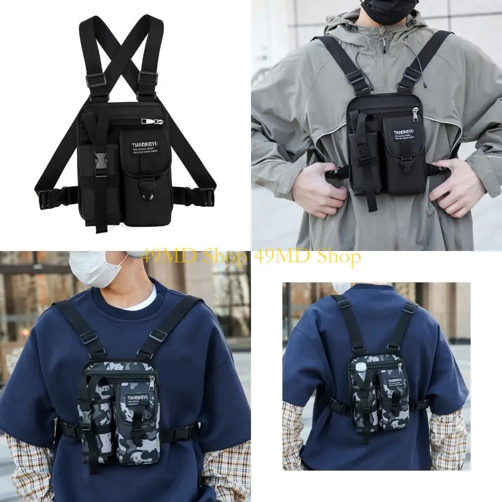 

49MD Chest Bag for Men,Outdoor Sports Vest Bag Chest Pack with Water Bottle Holder for Running,Cycling,Hiking,Workouts