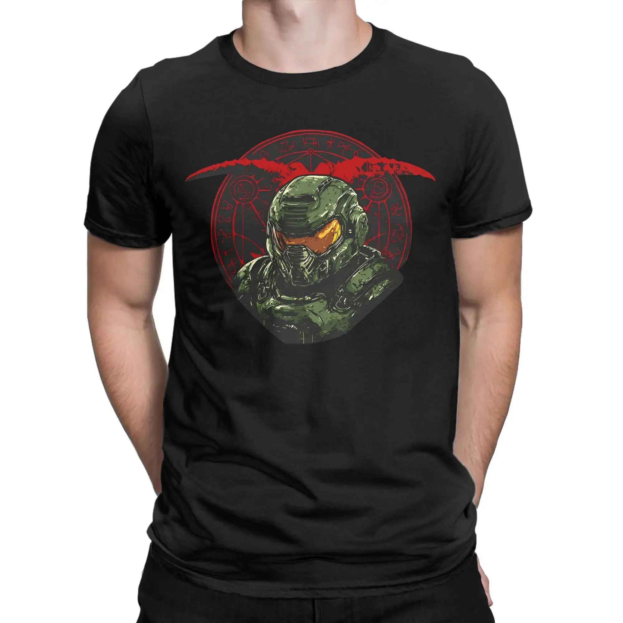 DOOMS SLAYERS T-Shirts Men Game Fashion 100% Cotton Tee Shirt O Neck Short Sleeve T Shirts Plus Size Tops