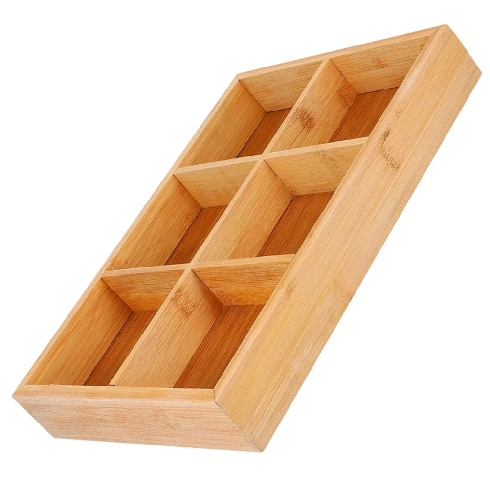 

Bamboo Snack Tray 6-Compartment Food Serving Plate For Fruits Cookies Nuts Dessert Desktop Tray Household Serving Dish
