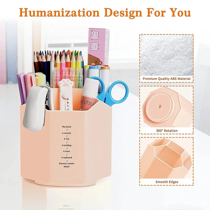 Simple Solid Hexagon Shaped Pen Holder Desktop Organizer School Office Pencil Holder Stationery Storage Box Container Gift