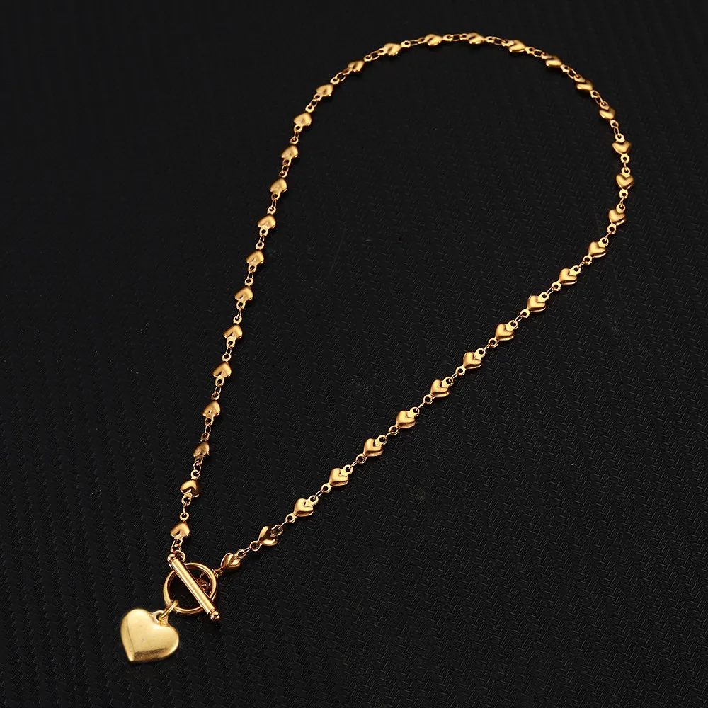 MisenBaBa Stainless Steel Heart Choker Necklaces For Woman New Fashion Heart Necklace Jewelry Gift
