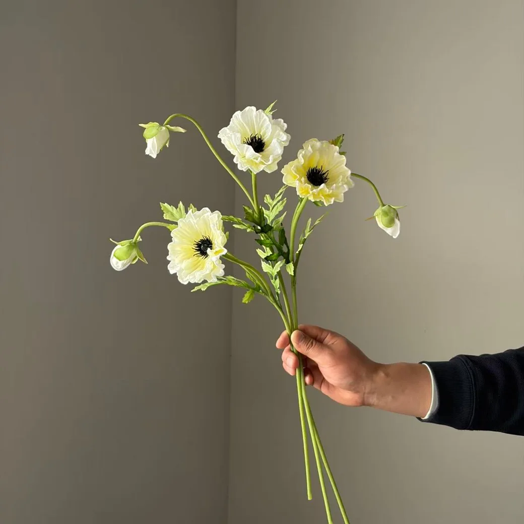 5 Stück/Set Künstliche 2-köpfige PU-Mohnblumen DIY Brautstrauß Hochzeitsdekoration Kunstblumen Mohnblumen Party Tisch Heim Raumdekoration – Detail 15