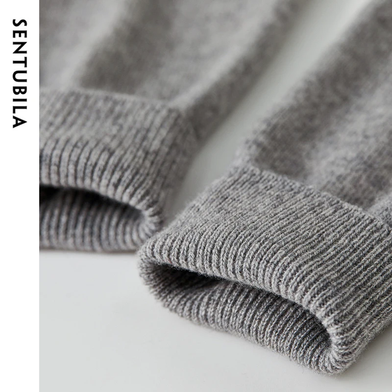 SENTUBILA 100% Wool Pullovers Women Autumn Winter 2024 Casual Loose O Neck Long Sleeve Knitwear Commute Sweater W43H56837