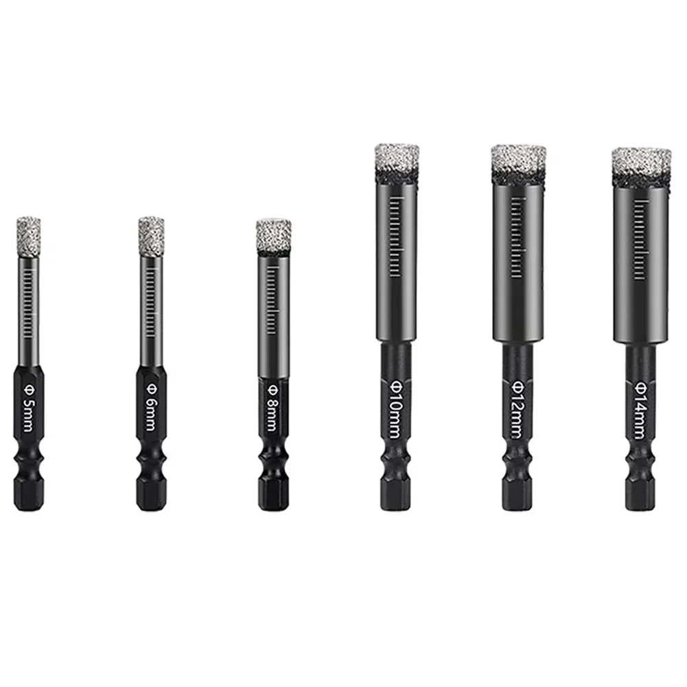 Punte da trapano a secco diamantate brasate sotto vuoto con manico esagonale da 6-12 mm Marmo Granito Apri foro per piastrelle vetrificate Punta da trapano diamantata Sega a tazza