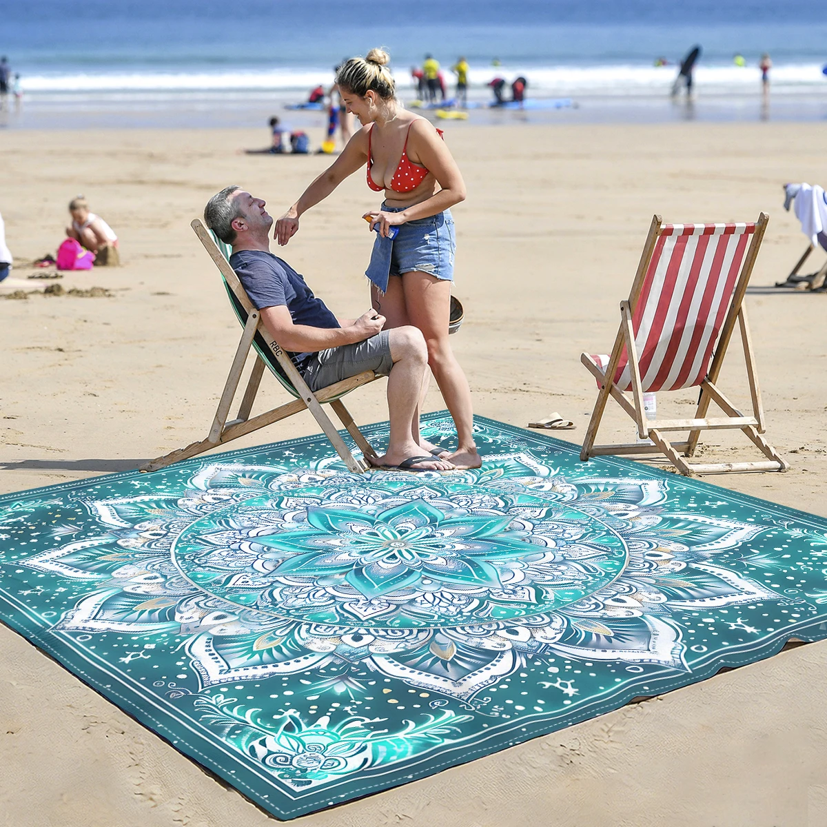 

1 шт. Коврик для кемпинга со звездой Мандалой, водонепроницаемый и пескозащитный коврик для пикника с цифровой печатью на берегу моря, пляжное полотенце, подходит для кемпинга и пикников на открытом воздухе