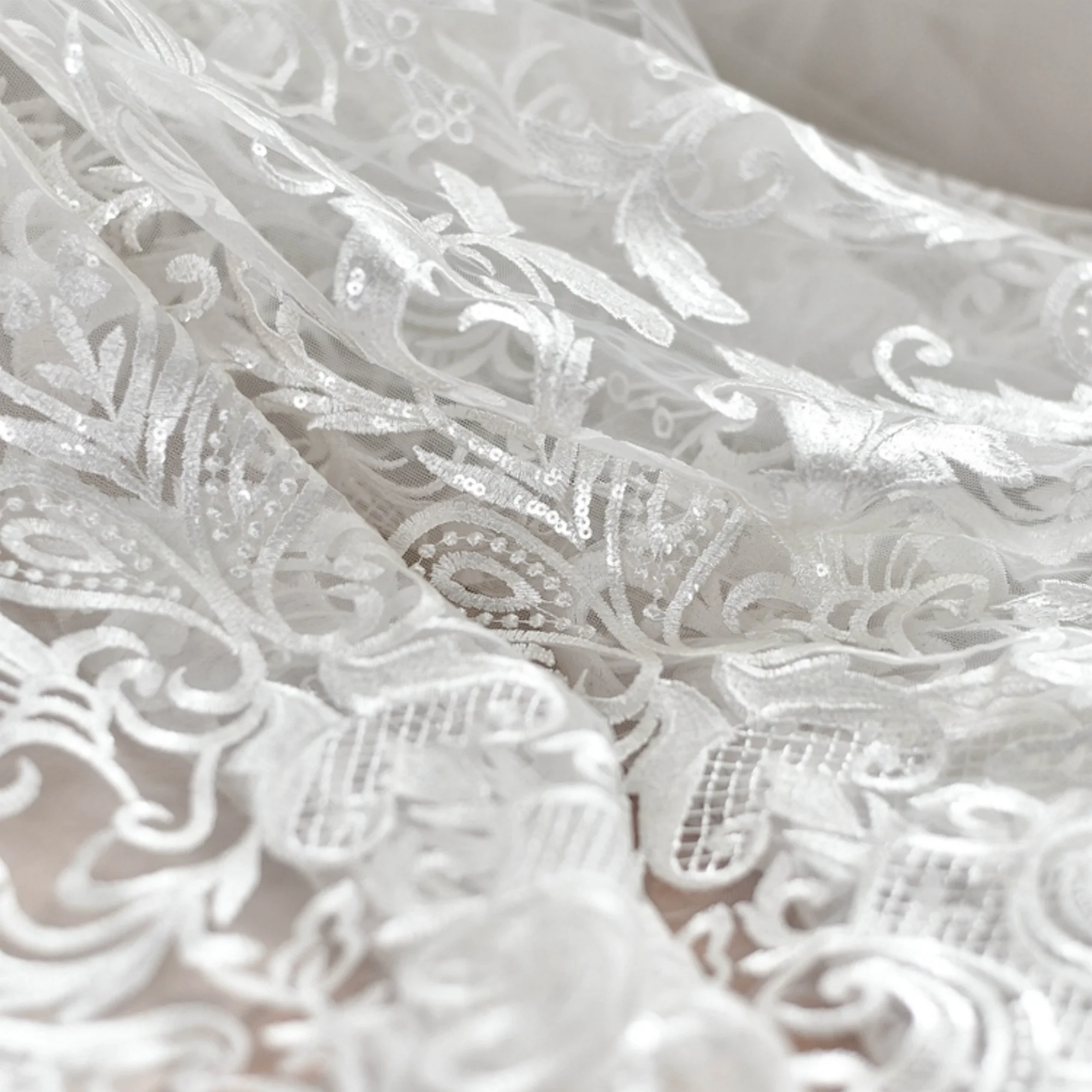 0.5 yard Width 51.18 inches lace fabric with Sequins , embroidered floral lace fabric,3D lace fabric,trim lace for DIY dress,130