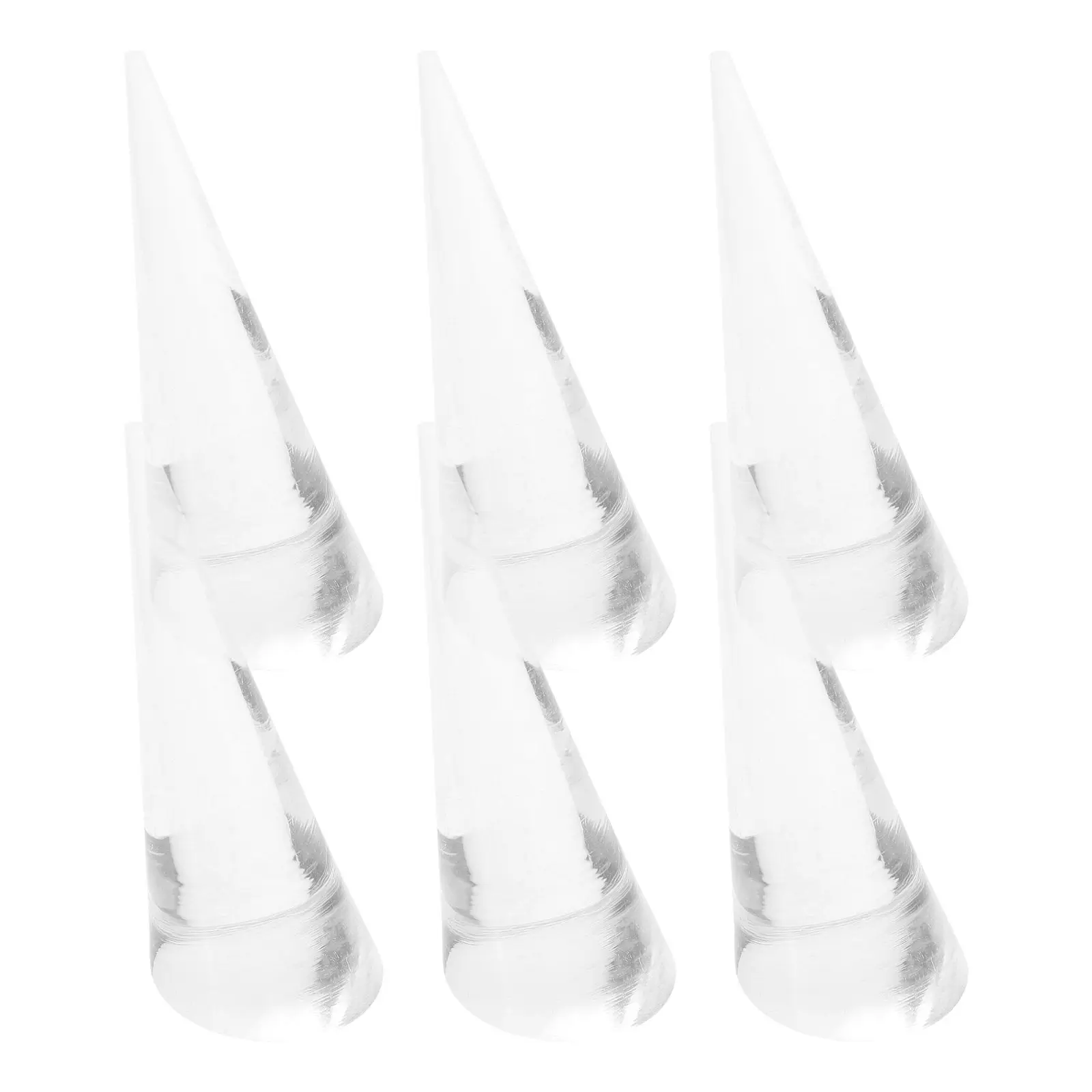 

6Pcs Cone Shaped Ring Holder Acrylic Jewelry Display Stand Organizer Ring Showcase Rack for Shop Home Dressing Table Exhibition