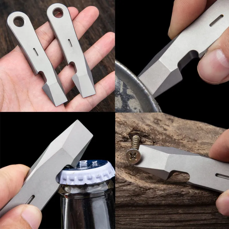 Imagem -05 - Liga de Titânio Multifuncional Pry Bar Multi Tool Abridor de Garrafas Chave de Fenda Outdoor Camping Gear Edc