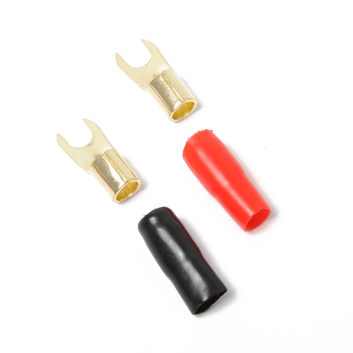 

10 Pairs Crimp Terminals 8ga Spade Connectors Copper Plated Speaker Wire Fork Barrier Safer Alternative Banana Plugs