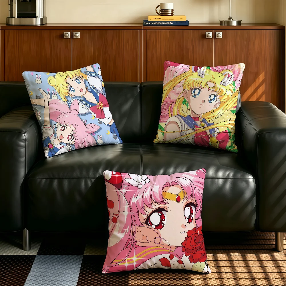 Anime S-SAILOR M-MOON cushion cover Comfortable Decorative For Bedroom Living room Dormitory Picnic and Holiday Decoration