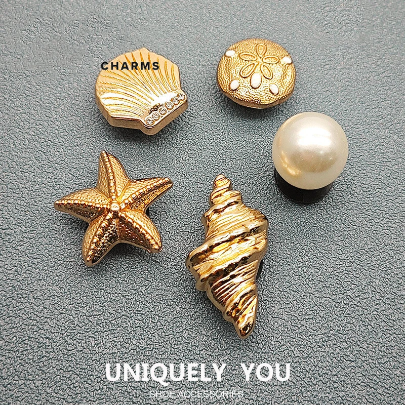 سحر الأحذية المعدنية Starfish Conch Pearl Fashion Accessories للأحذية المتقاطعة