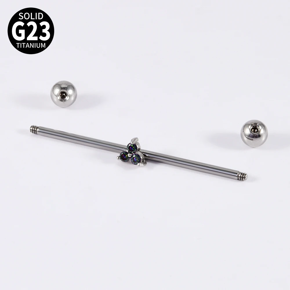 1 قطعة G23 التيتانيوم الحديد الصناعي مع انفصال اكسسوارات مثلث أوبال الزركون الأذن عرضية هيئة ثقب المجوهرات 14 جرام #3