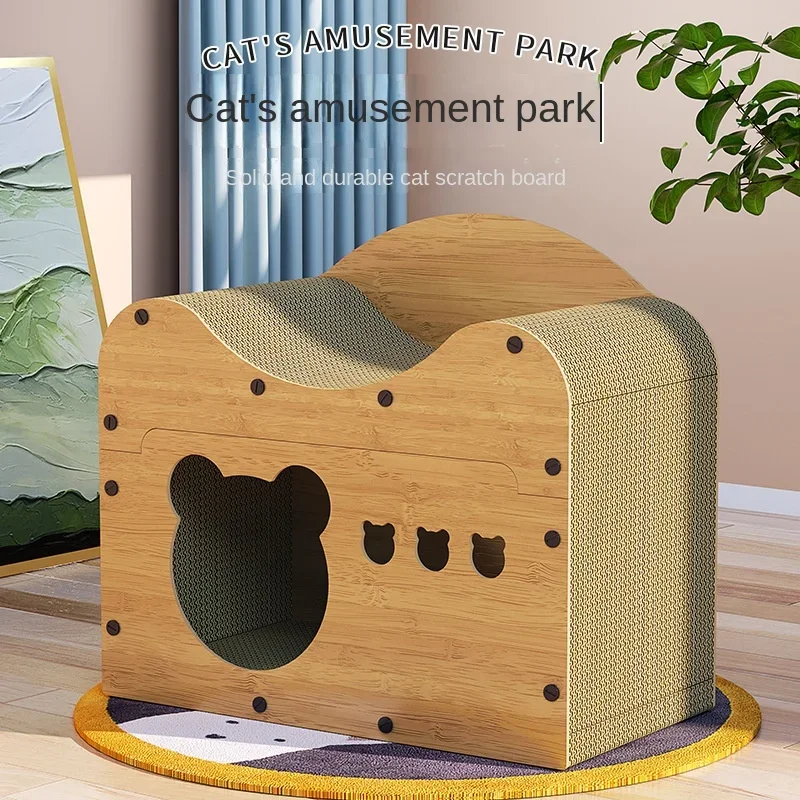 

Detachable Cat House Cat Scratcher Box Bed Cat Scratching Large Board Nest Wood Cats Nest Scratching Post Corrugated Paper