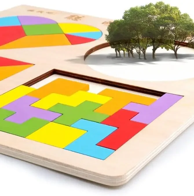 ปริศนา 4 IN 1 ของเล่นบล็อกอาคารสี DIY Clever Board Collection ของขวัญสร้างสรรค์ของเล่นไม้ปริศนาเด็กเกม