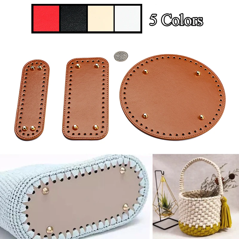 Oval Round Bottom For Knitted Bag PU Leather Bag Base Handmade Bottom High Quality With Holes Diy Crochet Bag Bottom Accessories