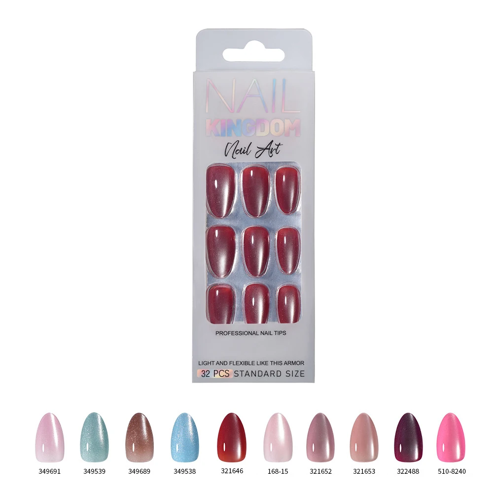 VITAGWX 32pcs Press on Nails Almond Nail Tips Fake Nail Glitter Cat Eye Nail Art Artificial Soft Gel Nails Reusable False Nails view 3