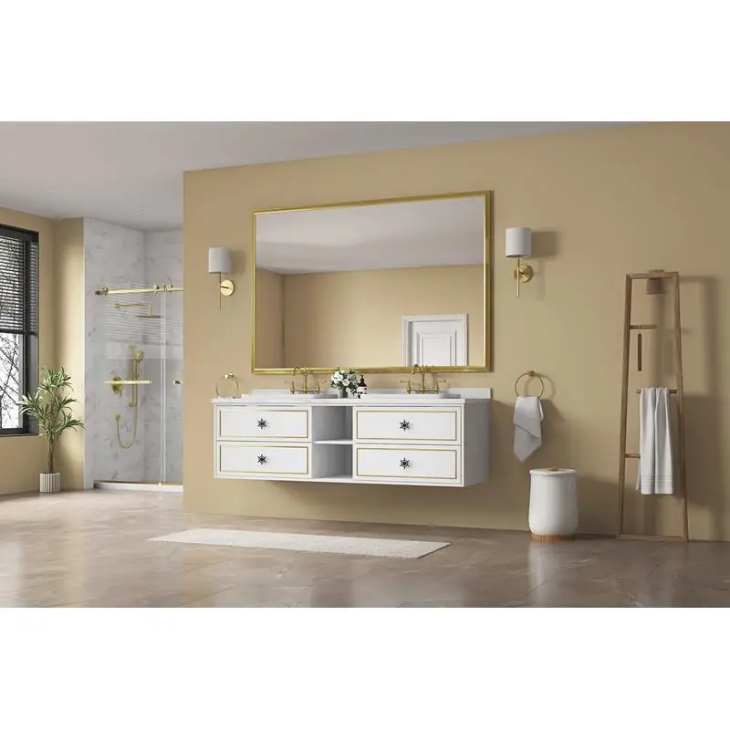 

Metal Framed Bathroom Mirror, 96in W x 48in H, Rectangle Vanity Mirror, Farmhouse Style, Anti-Rust, Horizontal & Vertical