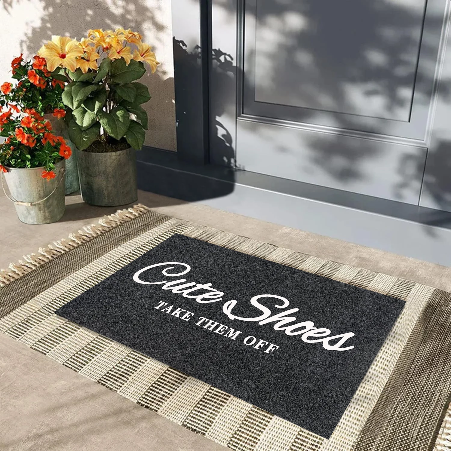 Cute Shoes Take Them Off Doormat, Rubber Backing Anti Slip Welcome Mat for Front Entrance Door, Outdoor Entryway Rug, Home Decor