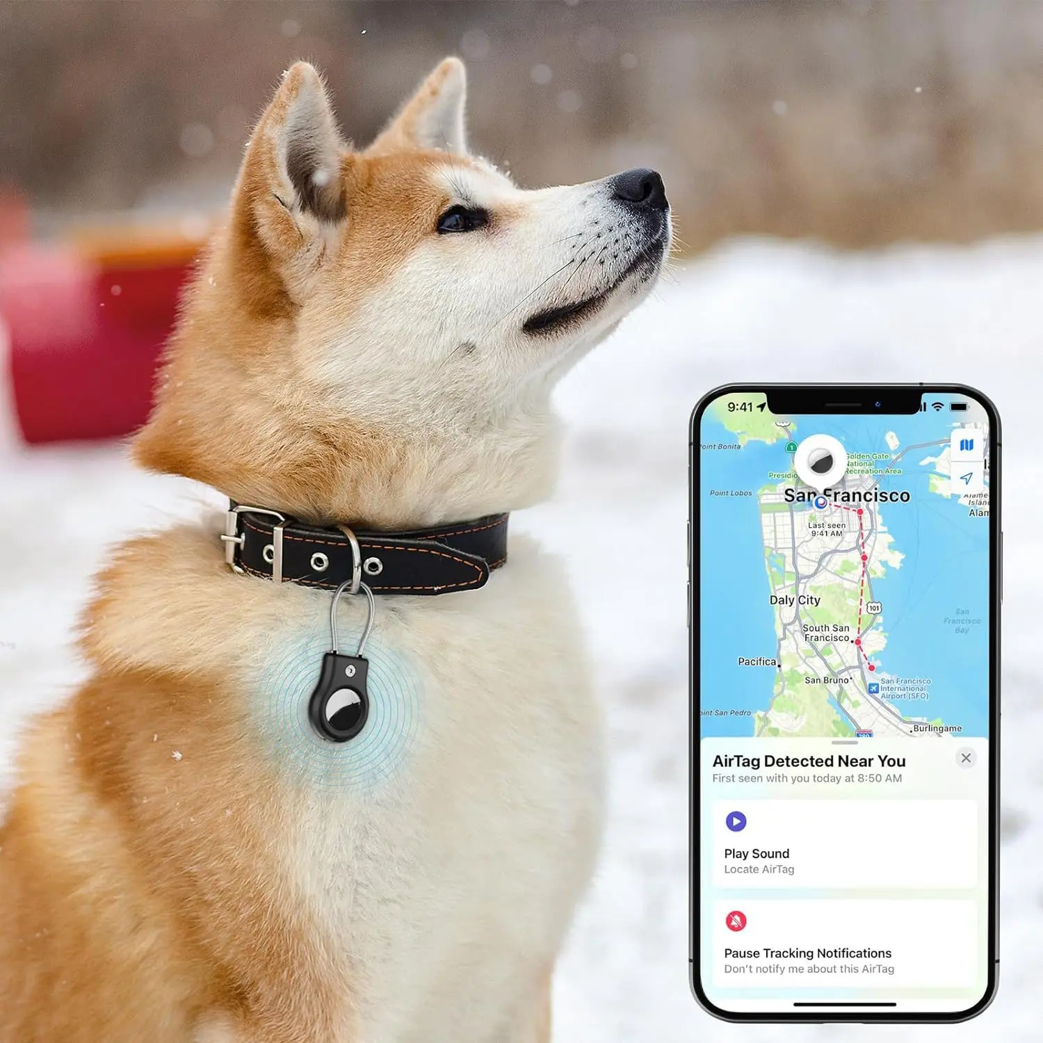 Etui na lokalizator AirTag ABQR z linką i karabińczykiem, ochronne etui z breloczkiem do bagażu