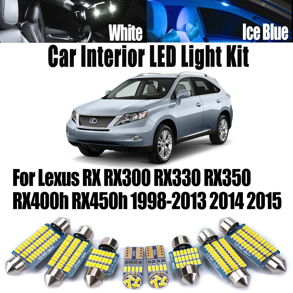 

Комплект внутреннего освещения для чтения Canbus для Lexus RX RX300 RX330 RX350 RX400h RX450h 1998-2015 Автомобильная лампа с куполом для номерного знака