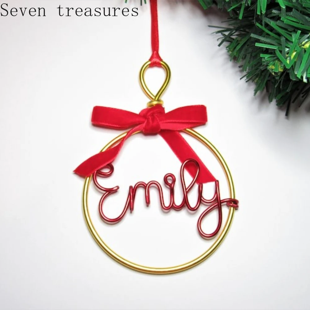 

Personalized Christmas Ornaments Silk-Thread Name Gifts Custom Name Christmas Baubles Home Decor Text Ornaments