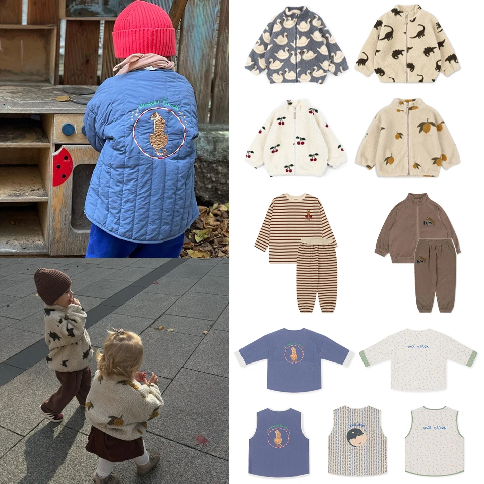 2025 Kids Clothes Winter KS Coat Children Vest Cotton Spring Jackets For Girls Swan Clothes Sets Outdoor Clothes For Children