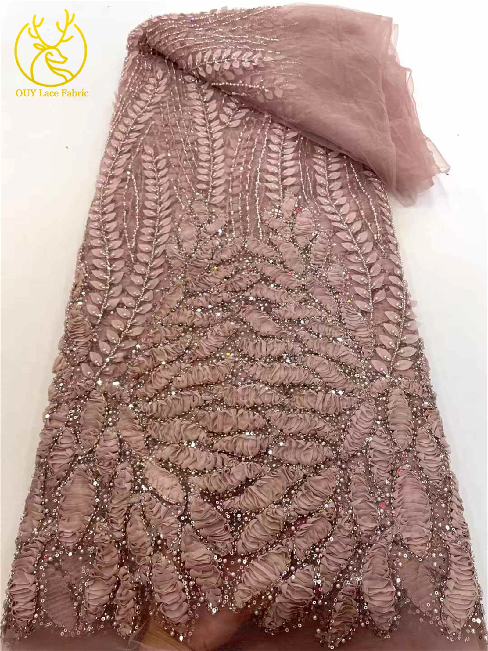 2025 فاخر اليد الأفريقية المطرزة الترتر مطرز الدانتيل جودة عالية أنيقة الفرنسية الترتر النسيج لفساتين الزفاف النسائية