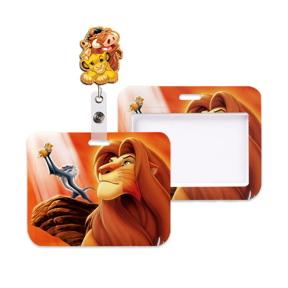 Hot Selling Disney The Lion King Simba Horizontal Card Cover Cartoon Badge Holder Neck Strap Lanyard ID Card Students Hang Rope