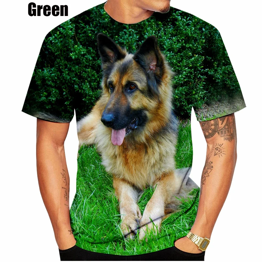 Fashion Funny 3D Printed Dog T Shirt Cute German Shepherd T-shirt for Men