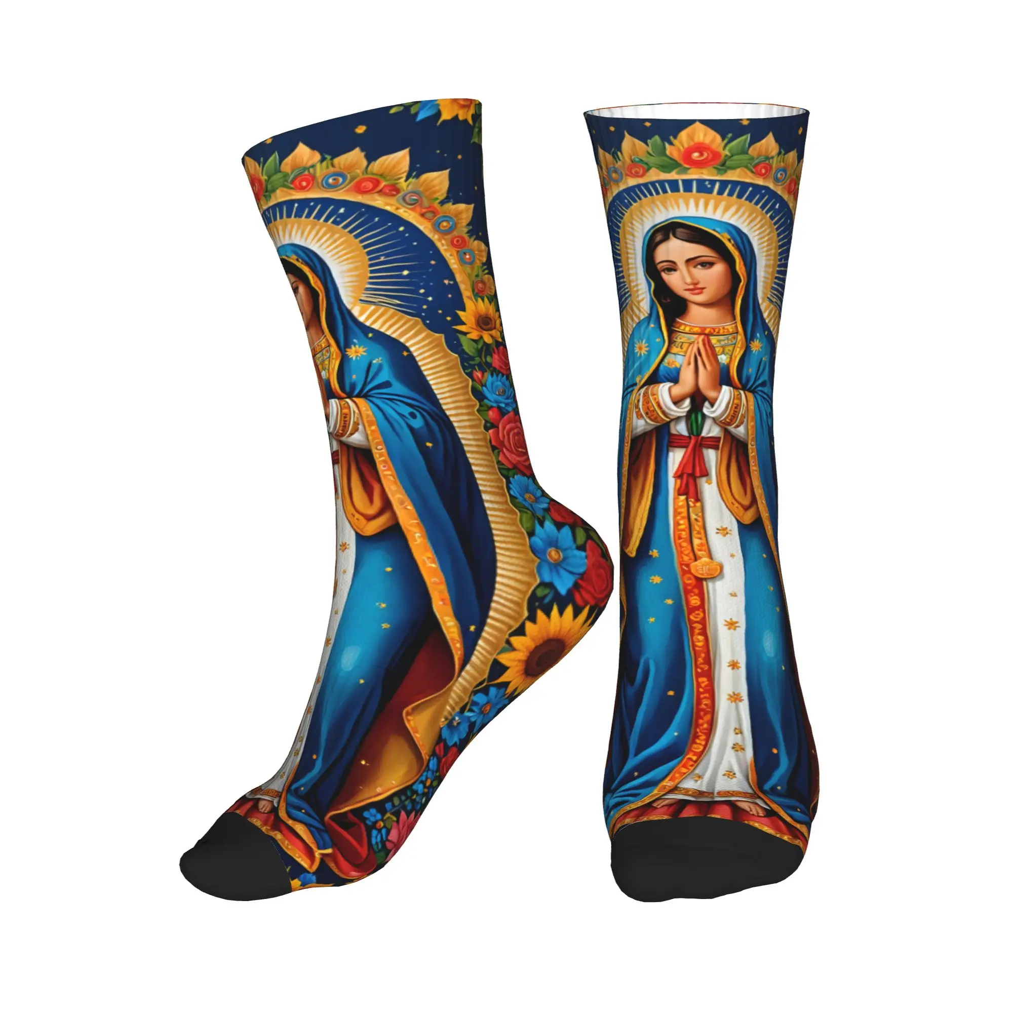 

Cute Virgin Mary Of Guadalupe Socks Men Women Warm 3D Printed Religious Art Sports Football Socks