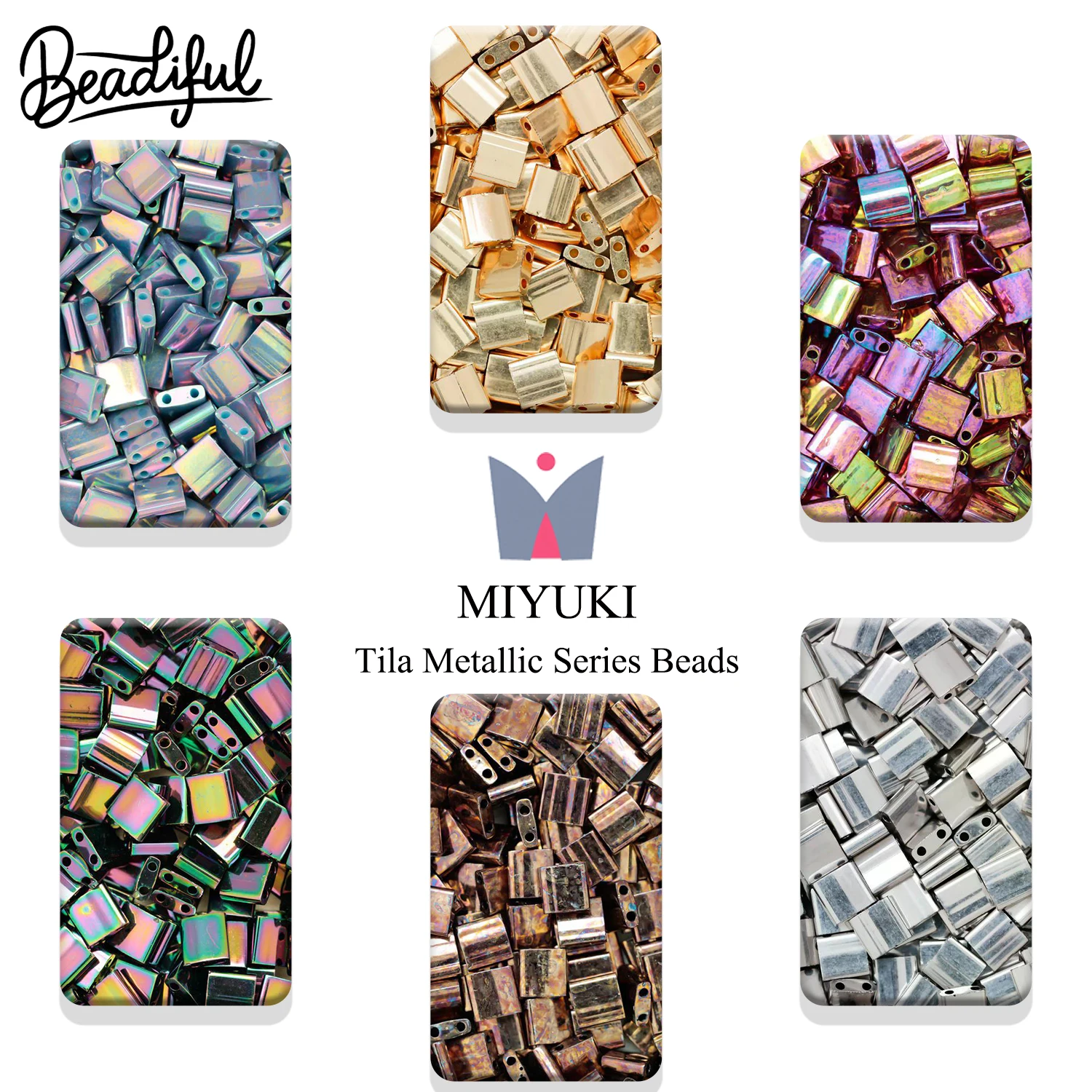 

MIYUKI Tila Metallic Beads 10g ~250pcs – Japan 2-Hole Square Galvanized Seed Beads Bracelet Jewelry DIY