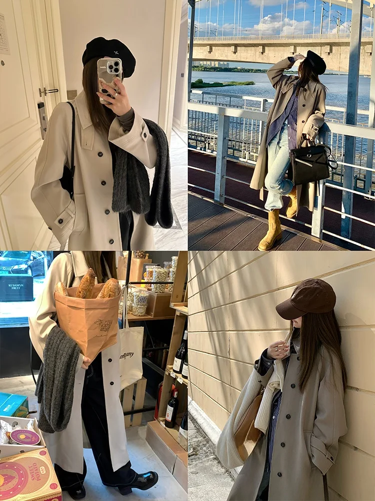 

Современное женское длинное пальто Jaet, осенняя новинка, свободный крой, ветровка, верхняя одежда, серия Bla Bean Humming ROW