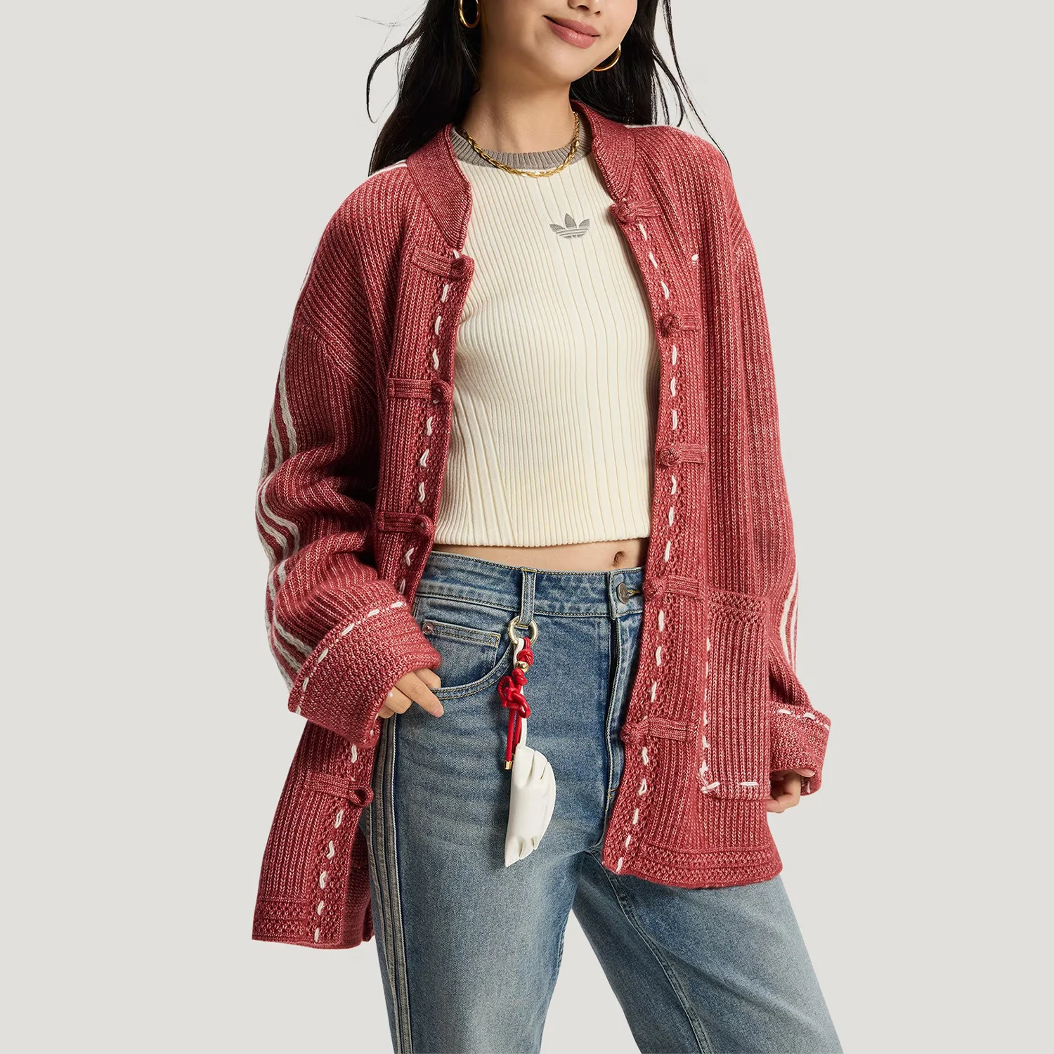 

Adidas натуральная клеверная мужская и женская трикотажная мягкая модная спортивная куртка KT3852