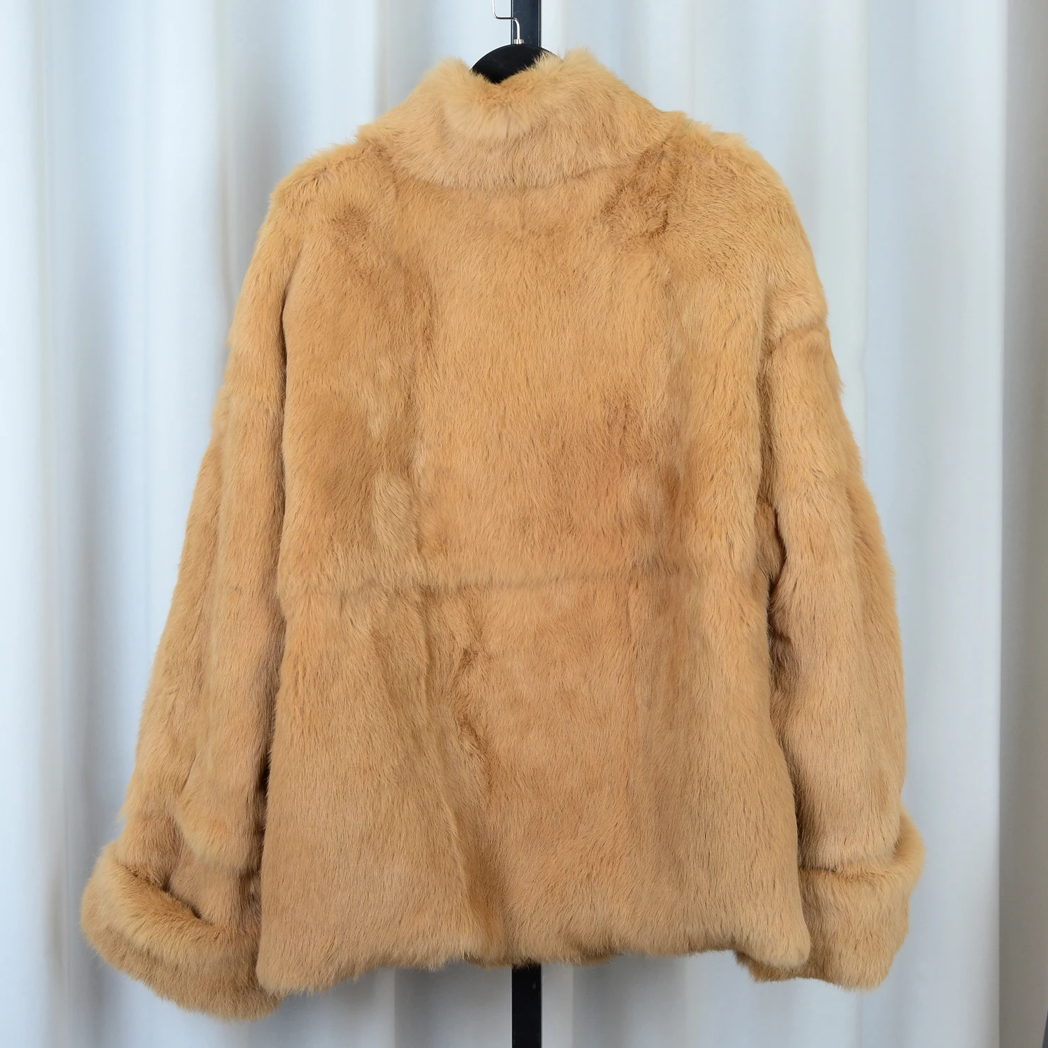 معطف أرنب حقيقي للنساء معطف أرنب حقيقي معطف نسائي من الفرو الطبيعي معطف نسائي فاخر مثير للدفء معطف شتوي أنيق ذو طية صدر السترة #5