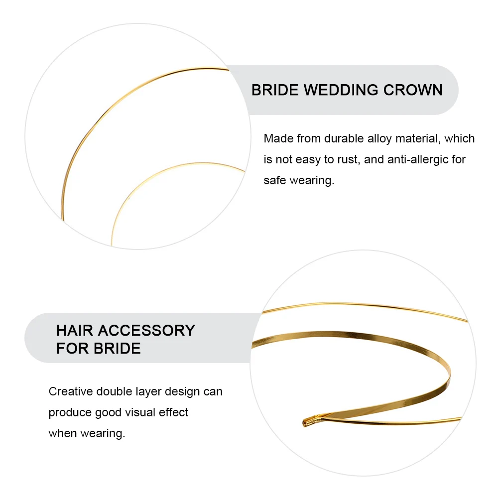 

2Pcs Creative Double Layer Crown Hair Hoops Bridal Wedding Hair Accessories Headband for Photo Props Bride Wedding Crown