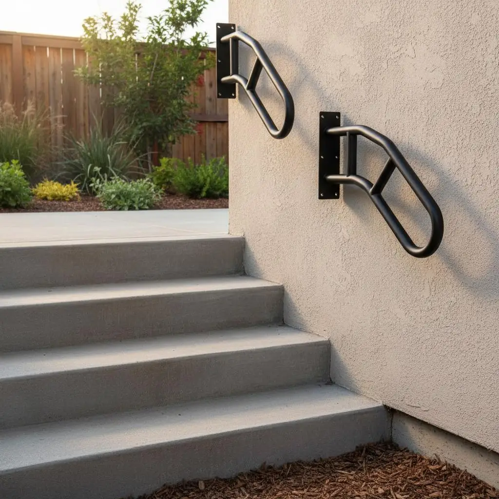 

Wall Mounted Safety Grab Bars 29" Length For Garden Stairs Front Porch Garage Entrance 2 PCS U-Shaped Metal Railing Matte Bla
