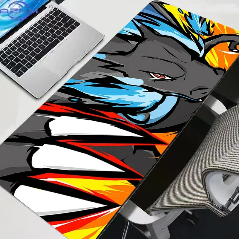 Orange Blue Swirl Background Fire Dragon Evolution Cartoon Creature Mouse Pad Rubber Non Slip Desk Mat for Gaming Decor