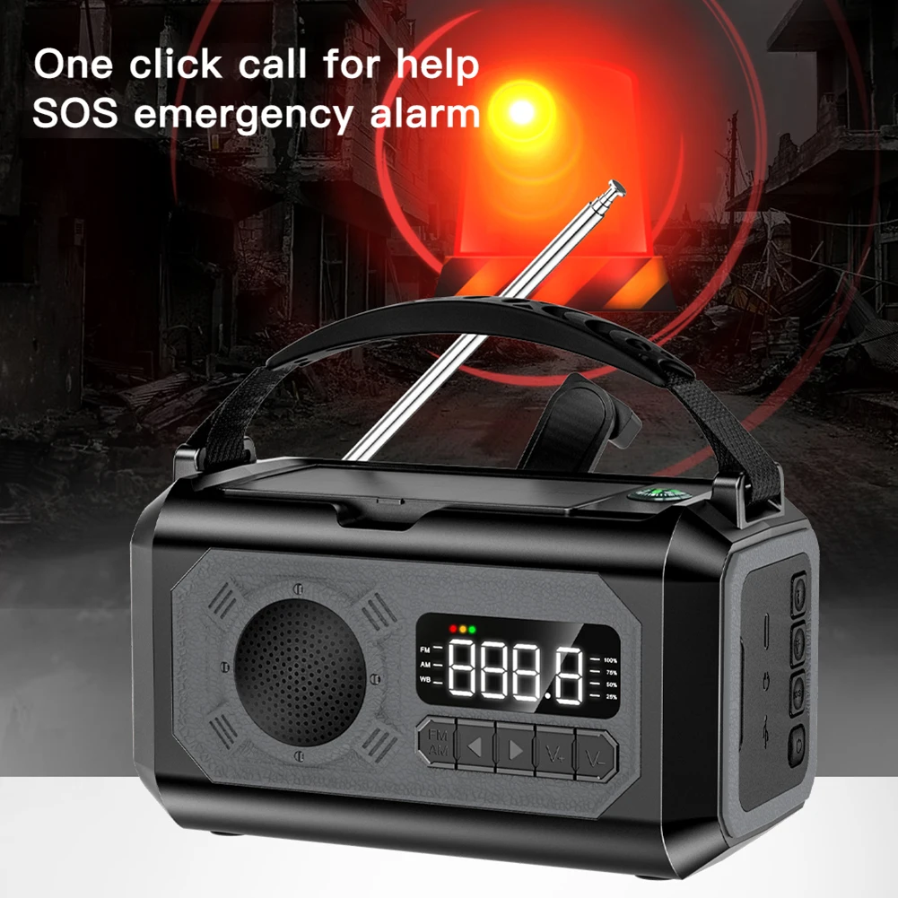 12000mAh Emergency Radio Multifunction Radio Hand Crank Solar AM/FM/NOAA Weather Radios with LED Flashlight Power Bank Charger