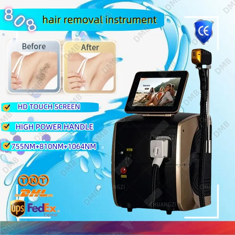 

Portable High Power Ice Cooling Triple Laser 755 808 1064 Device Diode Laser 3 Wavelength Painless 808nm Hair Removal Machine