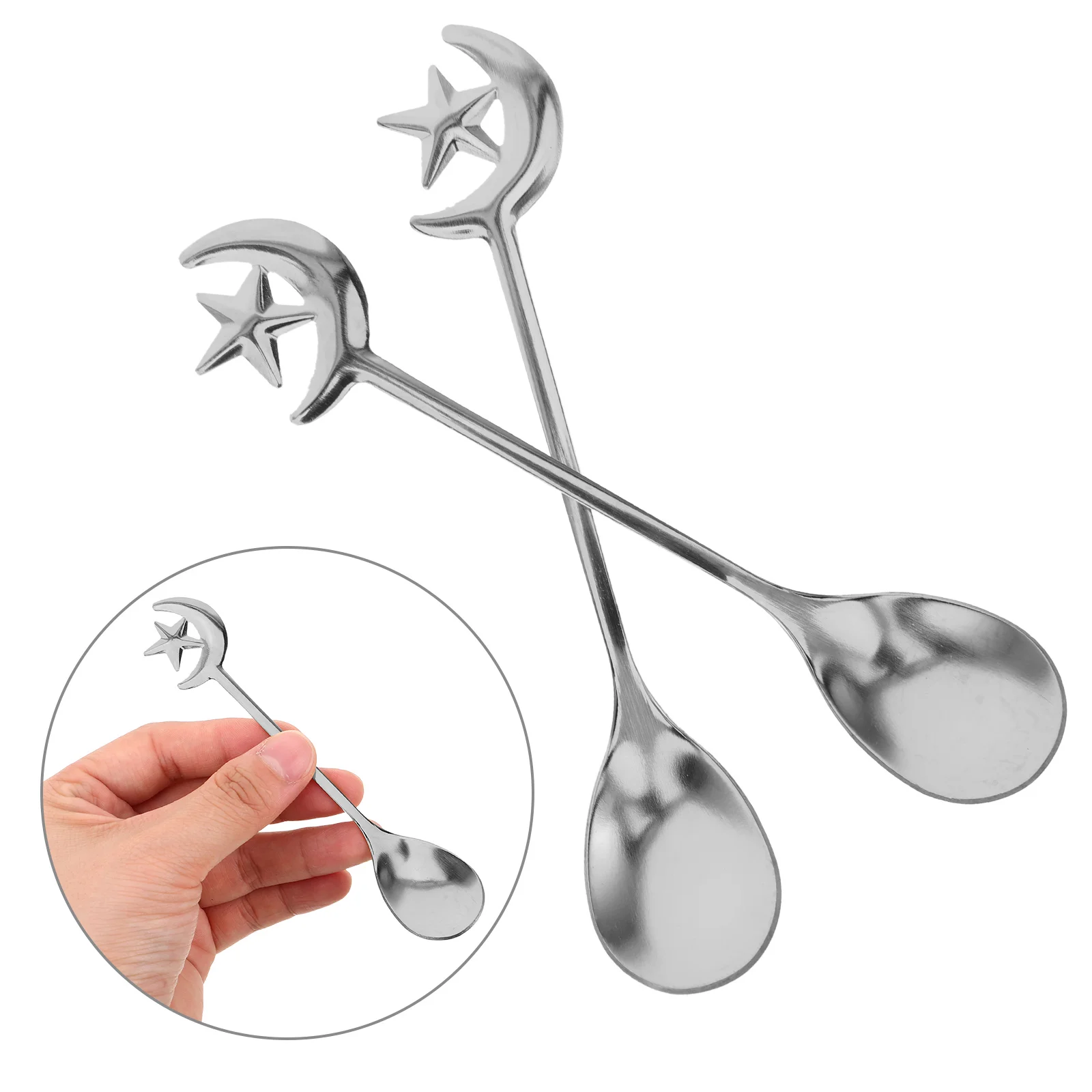 

6Pcs Stainless Steel Coffee Spoons Star Moon Design Smooth Surface Portable Easy for Coffee Tea and Desserts